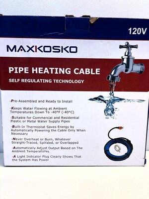 MAXKOSKO  140FT Heating Cable for Pipe Heavy-Duty, Self-Regulating 120V 5w/ft
