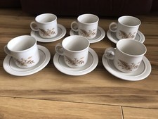 Retro Biltons Kilncraft Brown Fern Vintage Designed Ironstone 6 Cups & saucers