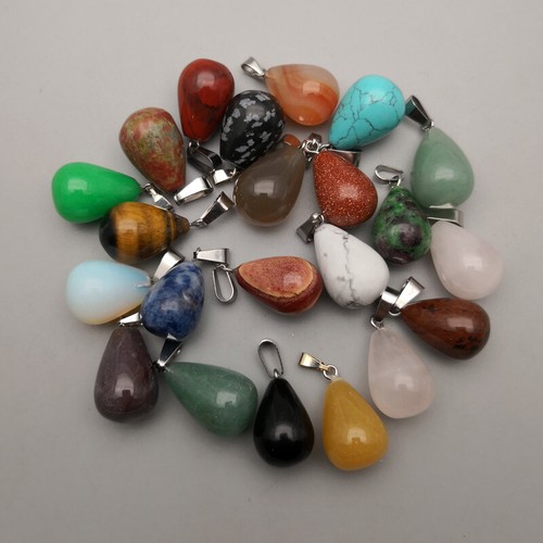 LE SKY 7 Pcs Natural Stone Pendants Waterdrop Shape Quartz Crystal Agate Stone - Foto 3