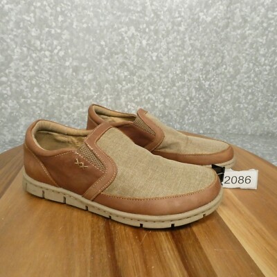Born Sawyer Loafer Boys 6 Brown Leather & Canvas Slip On Shoe
