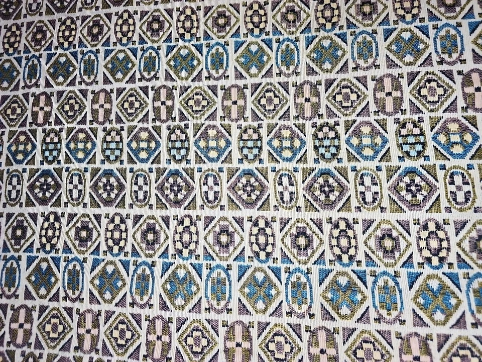 Southwestern Tapestry Beige Turquoise Purple Green Yellow Upholstery Fabric  - Image 3 of 4