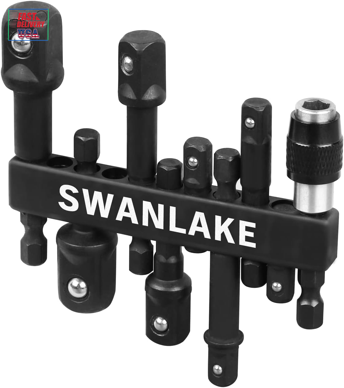 SWANLAKE 9-Piece Impact Socket Adapter Set, Hex Socket Adapter 1/4