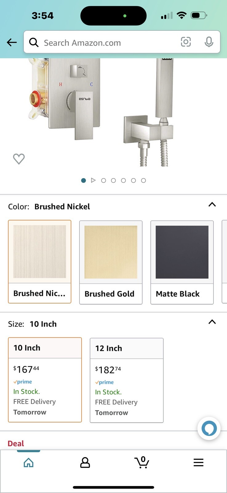 Esnbia brushed nickel shower system 10&rdquo; rain shower head with hand held combo