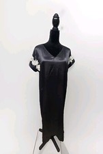 Natori Private LUXURIES JOSEPHINE Women's Black Satin Lace Nightgown Dress L NWT