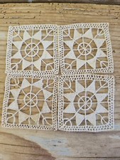 1900 Antico Set 4 Inserti Merletto Aemilia Ars Bologna Lenzuolo Punto Ago Tenda