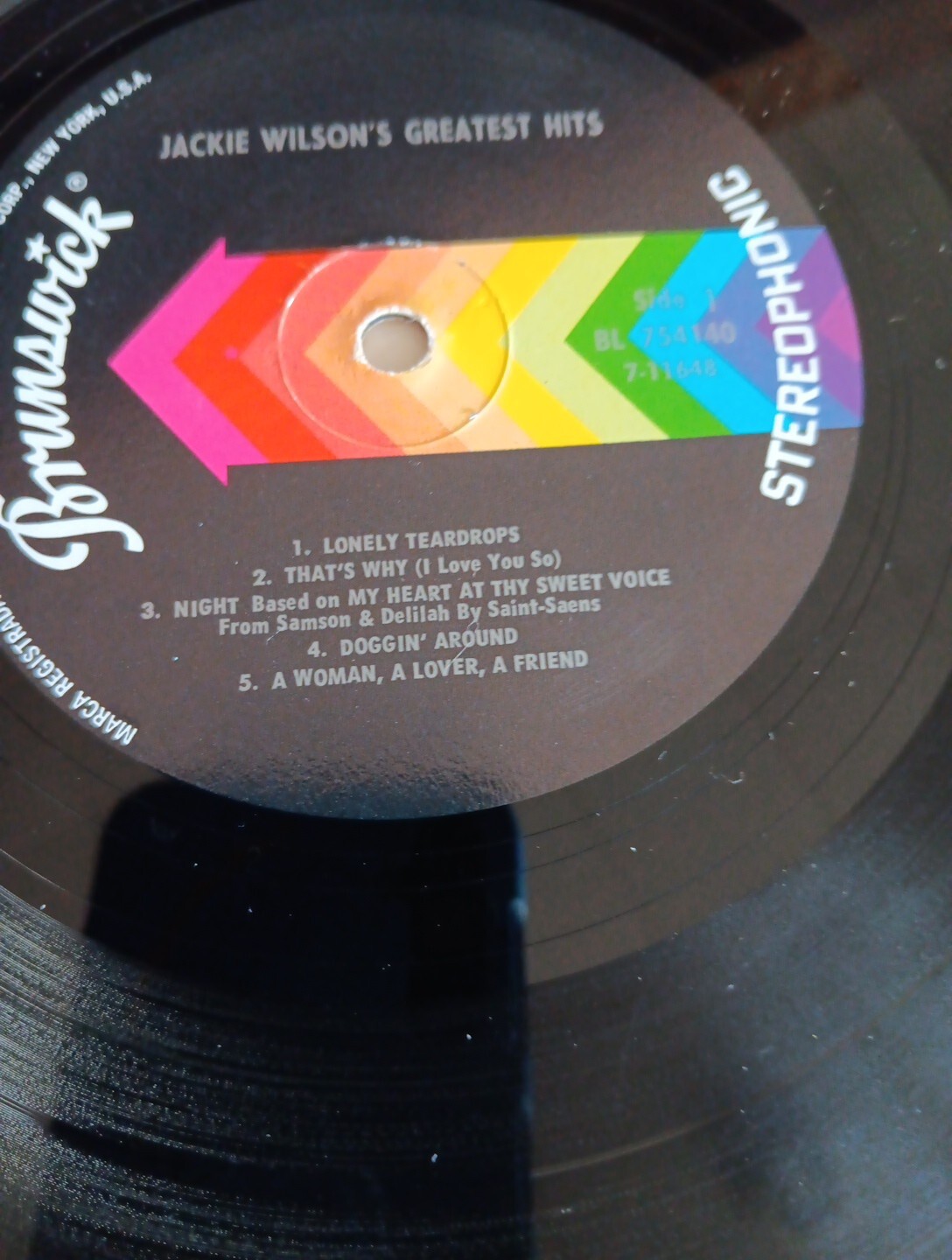 Jackie Wilson Greatest Hits 1969 Brunswick Vinyl LP BL 754140 Excellent Condition