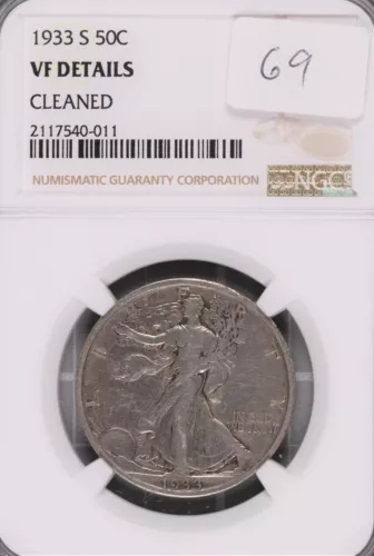 1933-S Walking Liberty Silver Half Dollar NGC VF Details - Cleaned #011