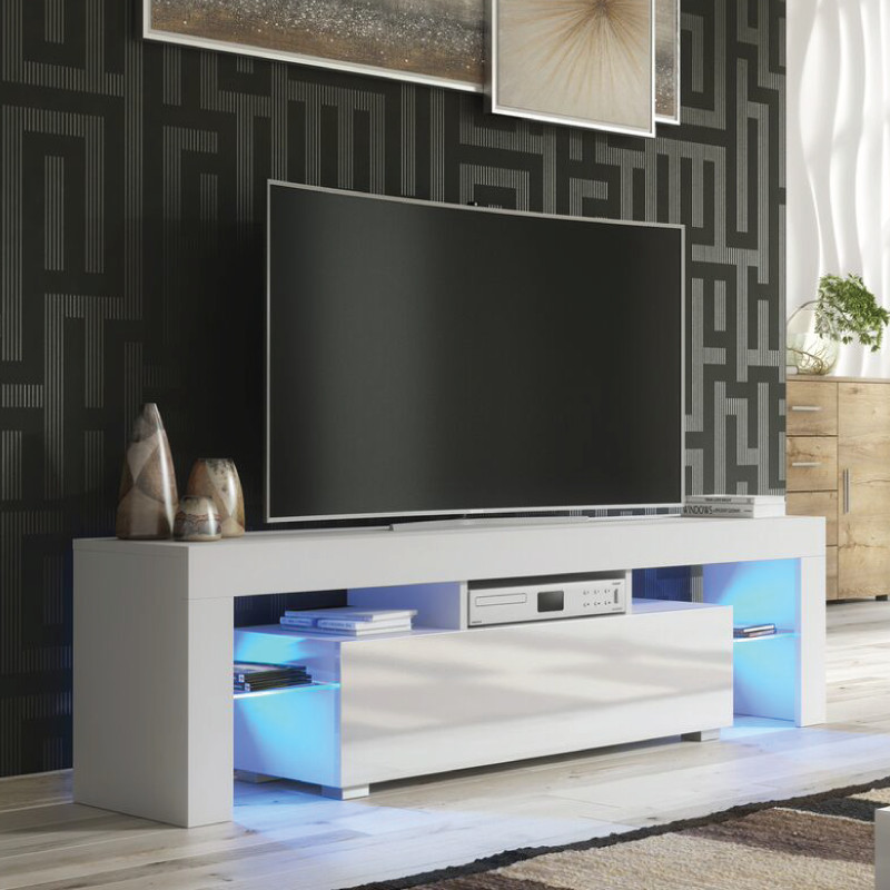 TV Unit 160cm | Modern Stand | Gloss Doors | Free LED | Creative Furniture