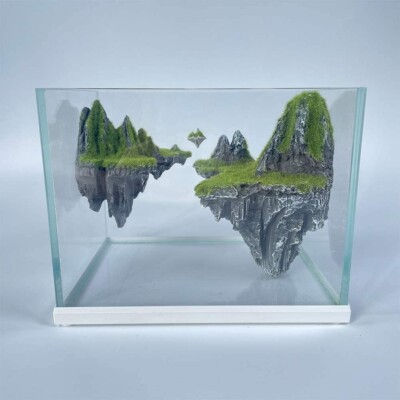 Nano Aquarium 6L Ultra White Glas Aquarium Aquascape Sky City Suspended Rock