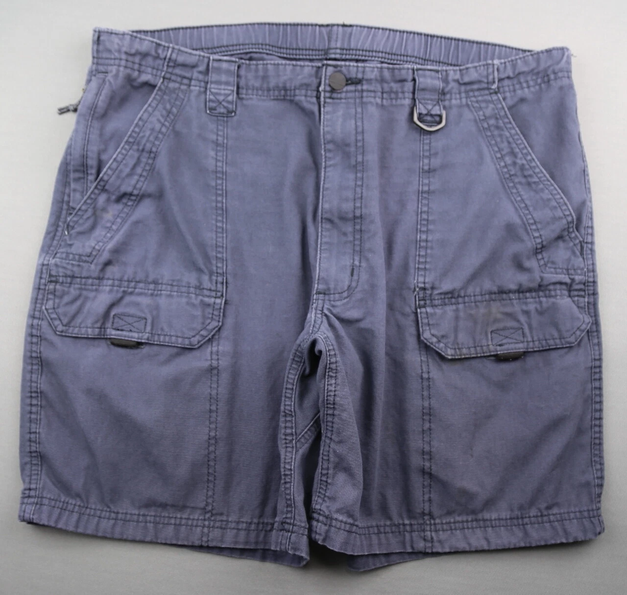 Men's Wrangler Cargo Shorts Side Zipper Pocket Blue 100% Cotton Size 38