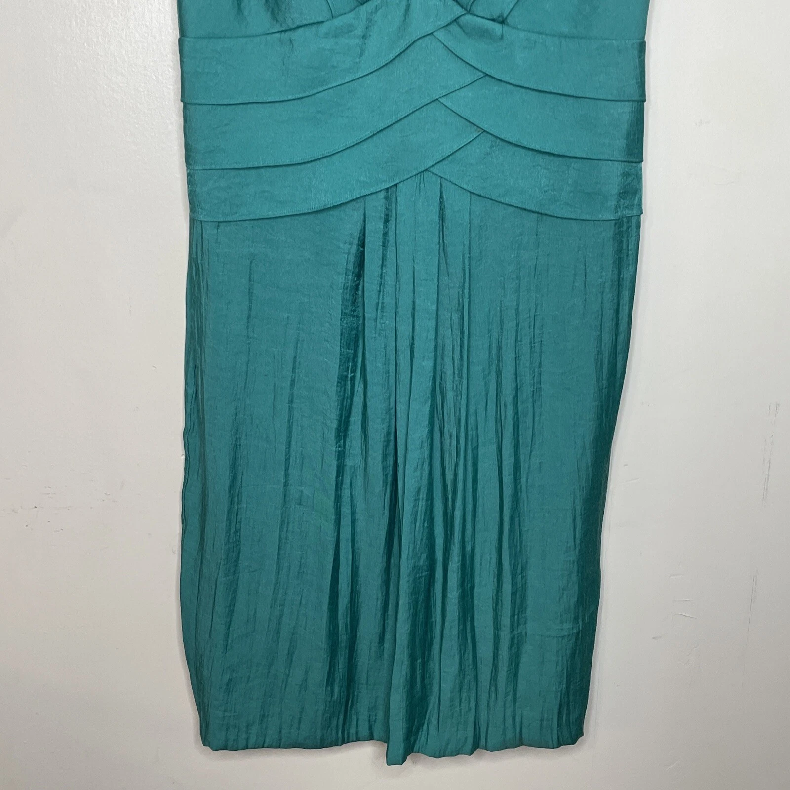 VETEMENTS SANGRIA taglia 14 ABITO senza maniche con volant scollo a V corpetto a strati foderato VERDE