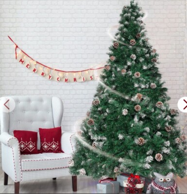 6 Ft Artificial Realistic Holiday Christmas Tree White Snow Pinecones Decorated