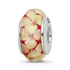 Silver Reflections Yellow Floral Hand-blown G...
