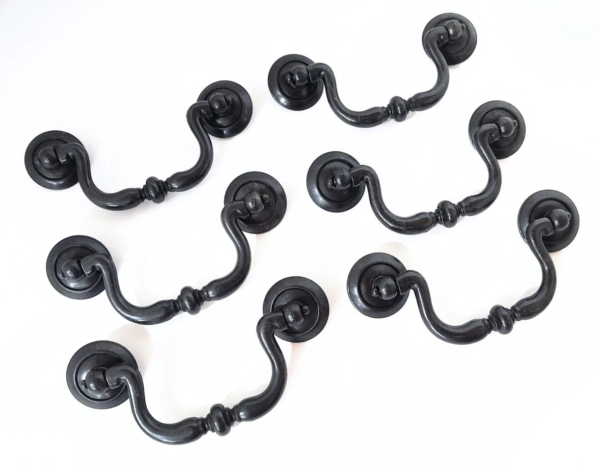 6Pack 3 Inch Black Vintage Drawer Pulls Handles Antique Drop Bail Cabinet  Pulls