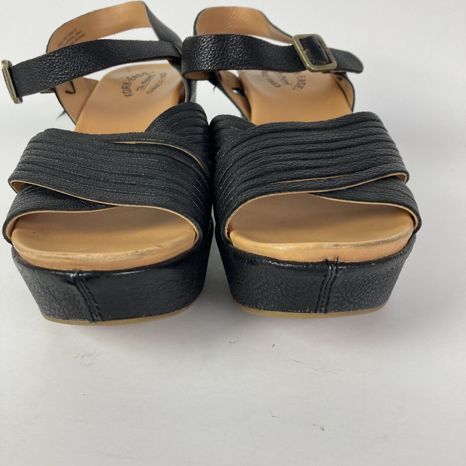 Kork Ease 10 Sandals Wedge heels black strappy leathe… Gem