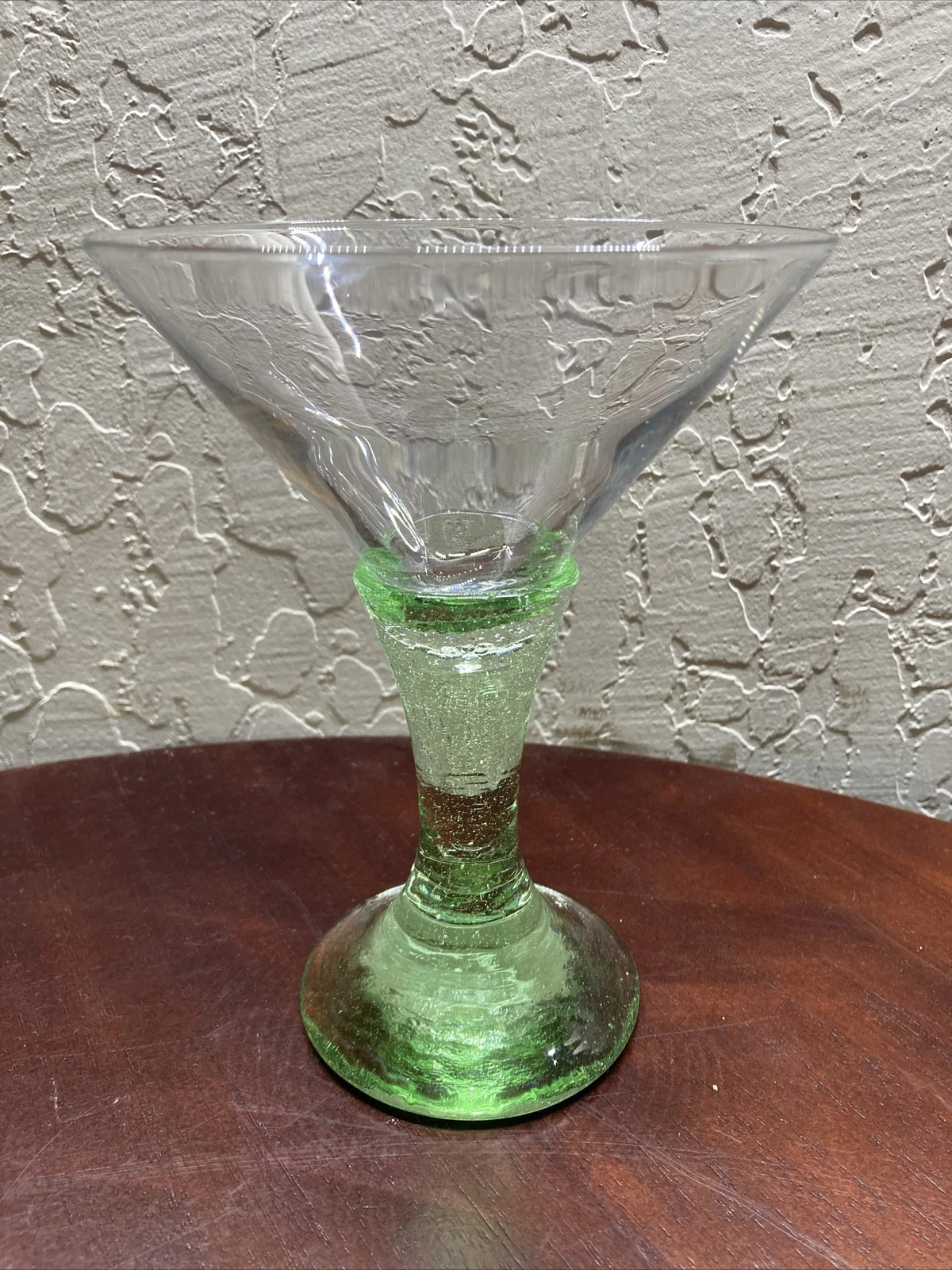 fire and light recycled glass signed martini glass Celery