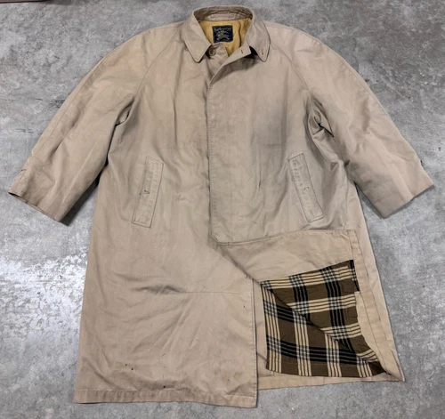 Vintage Burberry Commuter II trench soprabito uomo Lg XL marrone fodera check anni '60