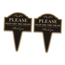 Keep Off the Grass Sign, 2-Pack 10  x14  Stay Off Grass for Yard Black -2 Pack