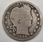《Silver》1896 USA BARBER QUARTER --GREAT WAY TO BUY  .1808 OZ of SILVER!!!