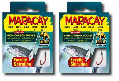 Set 2 Packs Behr Tied Trout Hooks 16 Piece Mono, Extra Long Sbiroli...