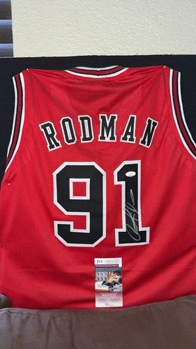 Dennis Rodman Chicago Bulls Signed Jersey JSA Authenticated #91 Basketball