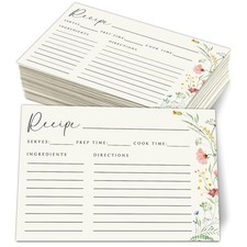 JOETMAE 50PCS Floral 4 6 Recipe Cards - In 4.0 X 6.0 Inches, Pale yellow