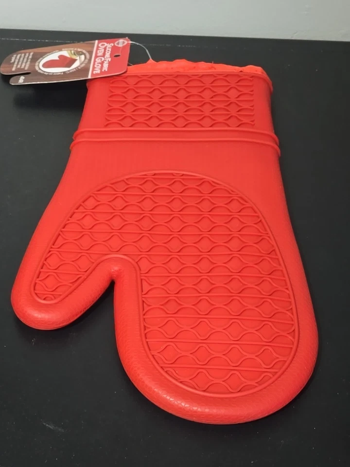 Norpro силиконовый/ткань духовка перчатки, красный высокой термостойкости 485 ° F 250 ° C - Изображение 2 из 4