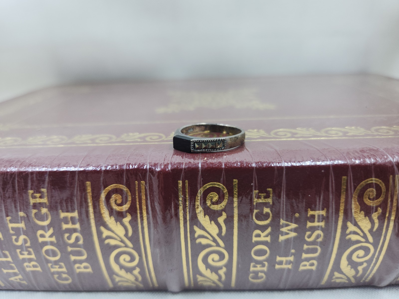 Sterling Silver 925 Onyx Stackable Ring size 6.5 - image 2