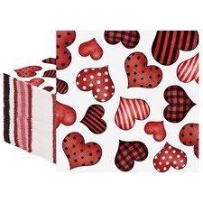100 Pack Valentine  s Day Paper Napkins Red Love Heart Disposable Napkins for ...