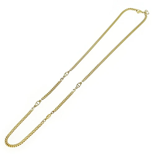 Collana lunga Christian Dior GP logo CD catena pista piatta donna oro lunghezza 59 5 cm