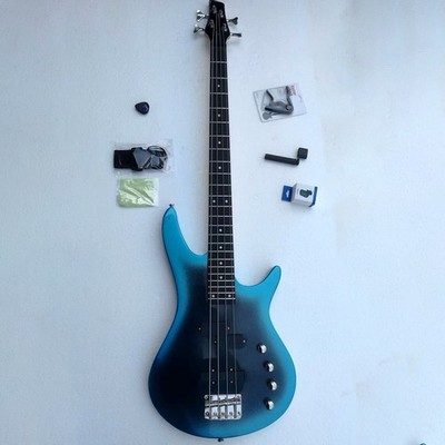 Style 4-String Bass Blue Black Silver Mahogany Body Tech Fretboard