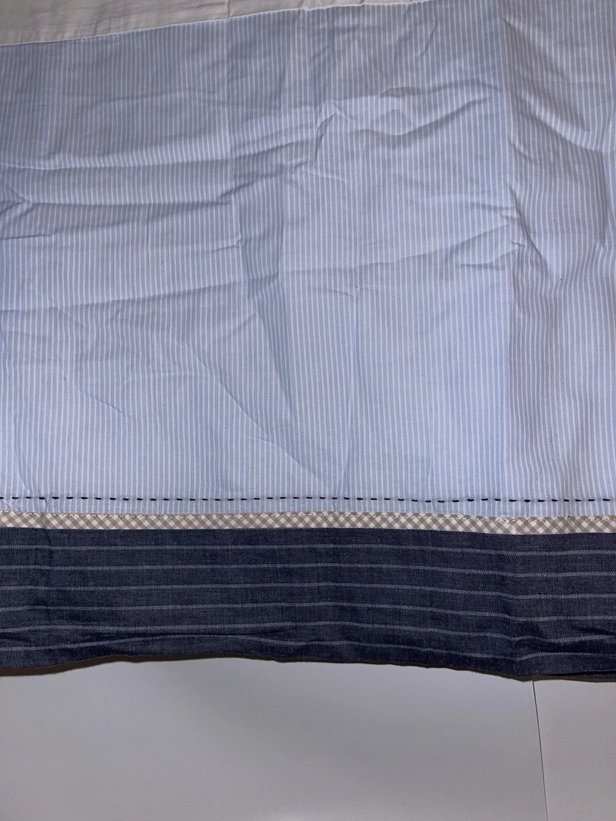 Pottery Barn Kids Blue Pinstriped Nursery Crib Baby Bed Skirt