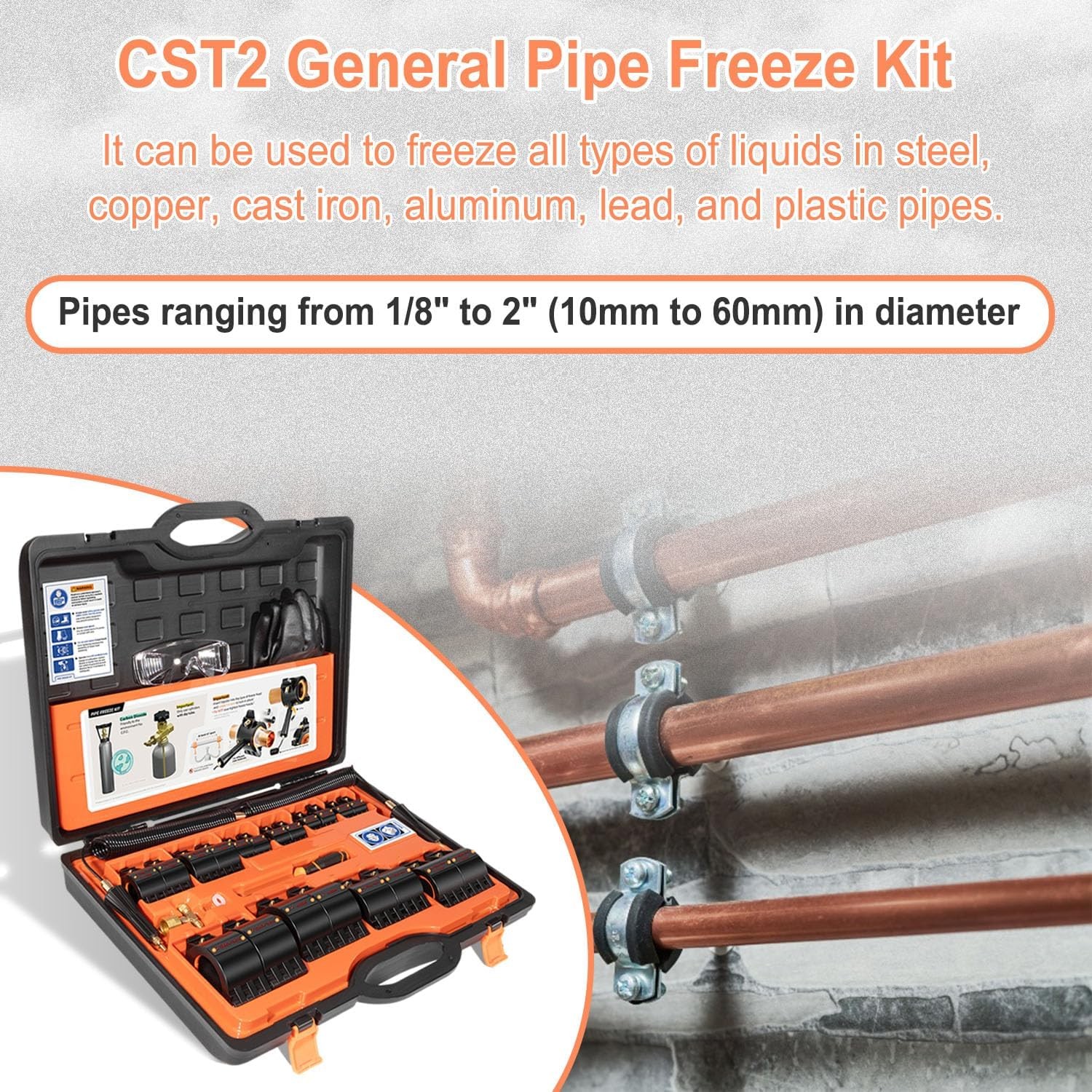 CST2 General Pipe Cleaners Cold-Shot Pipe Freeze Kit Tube Wire Plumbing Freezing