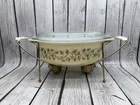 Vintage 1950's Pyrex 045 Golden Casserole Pattern W/ Lid And Warmer Cradle
