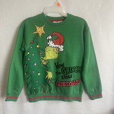 Grinch Youth Holiday Sweater Themed Sweatshirt Christmas Green Unisex XL