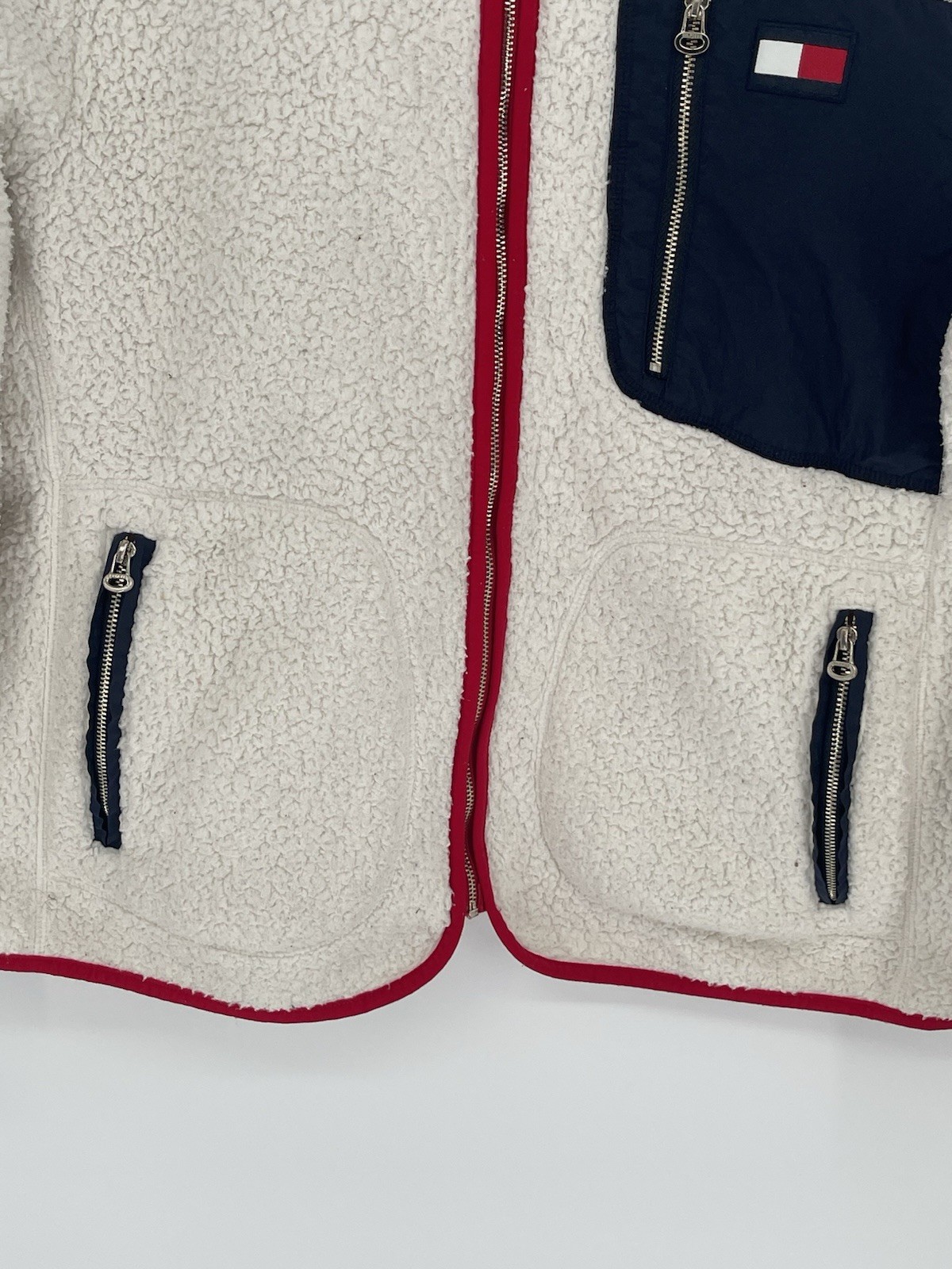 Tommy Hilfiger Women's Size L Essential Sherpa Zip Jacket Pockets Color Block image 5