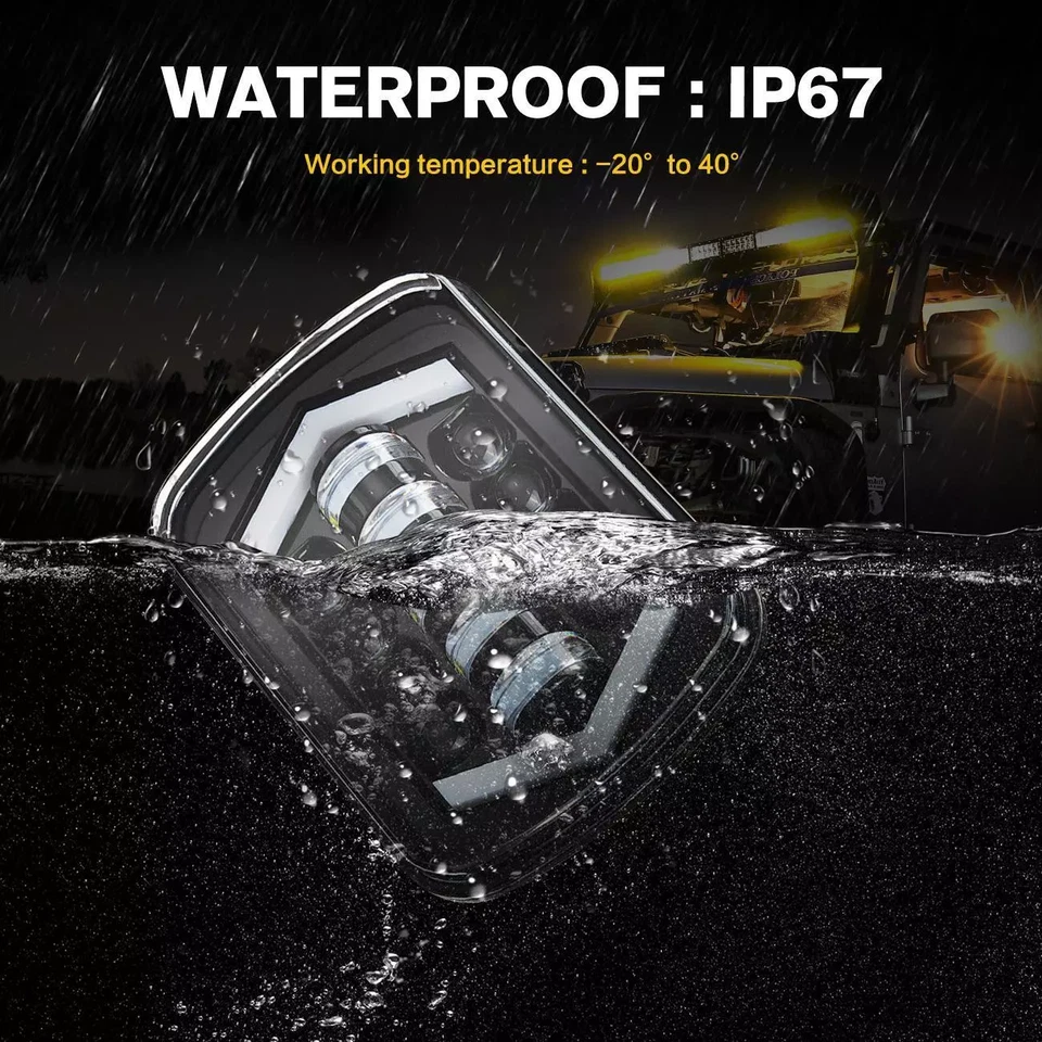 Пара светодиодных дневных ходовых огней 5x7 дюймов 7x6 дюймов для Ford E-150 E-250 Econoline Van Club Wagon - Изображение 3 из 4