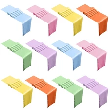 12 Pcs Pastel Assorted Color Satin Silk Table Runners, Spring Easter Party Ch...