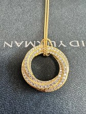 New/DavldYURMAN26mmCrossover Sterling/Silver/ Gold Diamond Pendant Necklace 17in