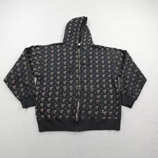 Vintage Famous Stars Straps Hoodie XL Black All Over Print AOP Sweatshirt Y2K