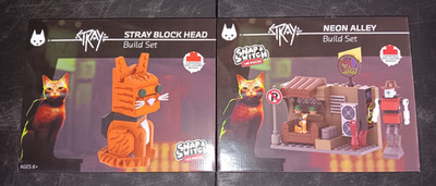 *FREE SHIP*   STRAY Neon Alley + Block Head Building Brick Set Playstation