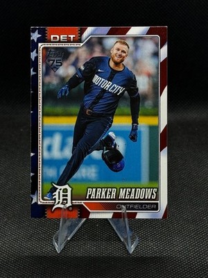 2026 Topps Series 2 Parker Meadows # 404 Flag Border /76 - Detroit Tigers