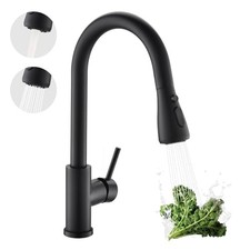 304 Stainless Steel, 23 800 Matte Black Kitchen Faucet with Pull Down Sprayer