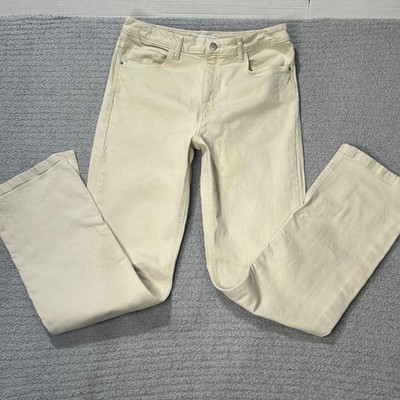 Zara Jeans Straight Leg 10 Cream High Rise Minimalist Clean Girl Ecru