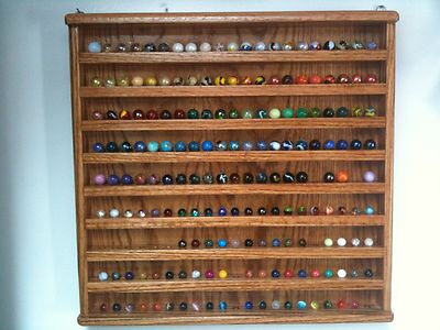 OAK small MARBLE 1/2 , 9/16 DISPLAY CASE HOLDS 189