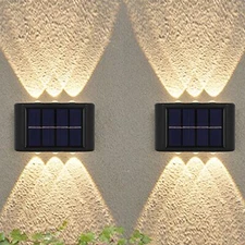6 LED Solar Wall Lights Outdoor Garden Pathway Fence Deck Step Lamp WATERPROOF