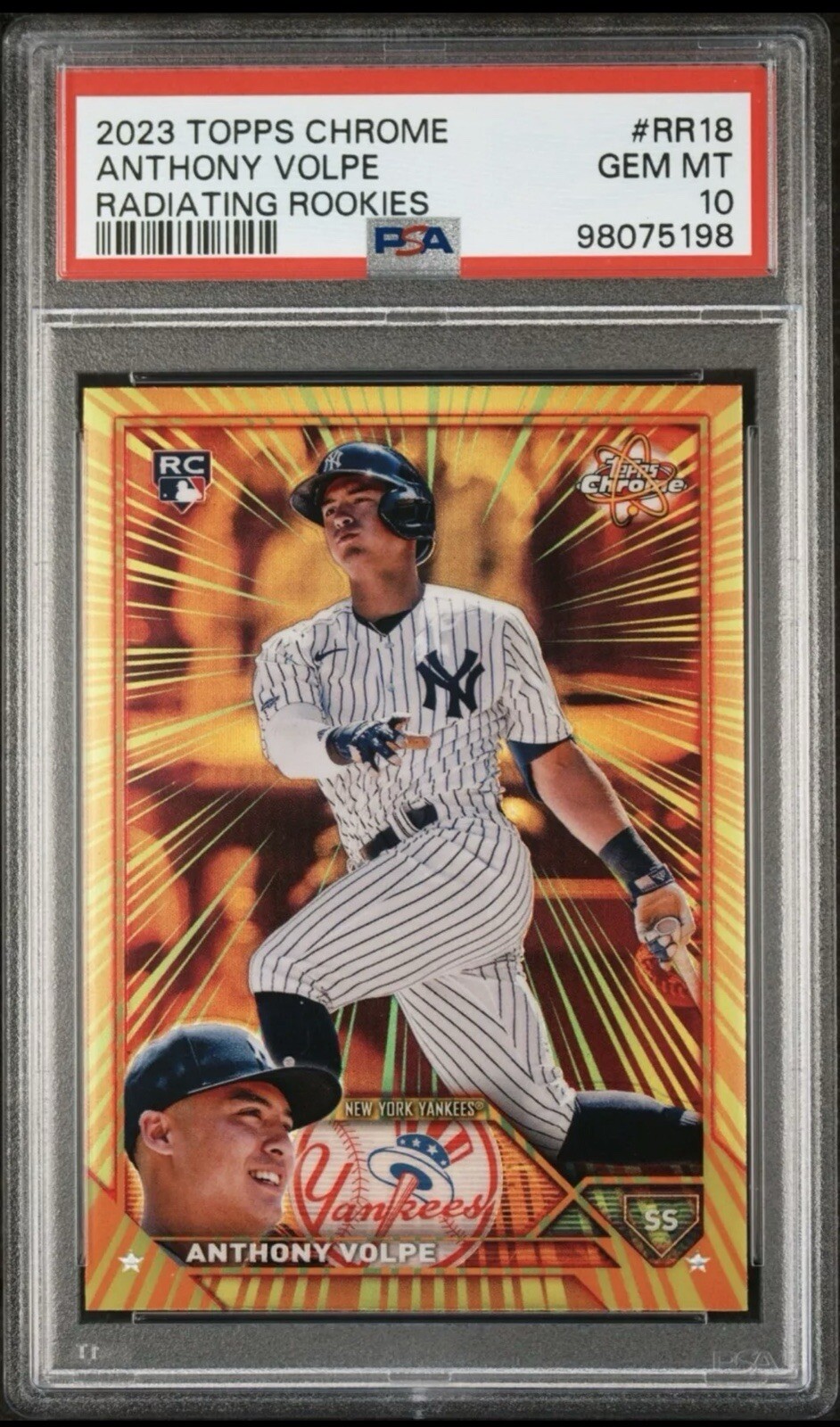 2023 Topps Chrome Anthony Volpe Radiating Rookies PSA 10 RC Rookie