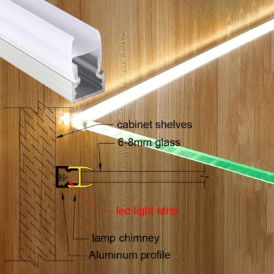 1020 Aluminum profile led strip light channel for kitchen cabinet glass bar lamp