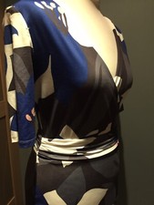 Phase 8 Blue Wrap Style Dress Size 10