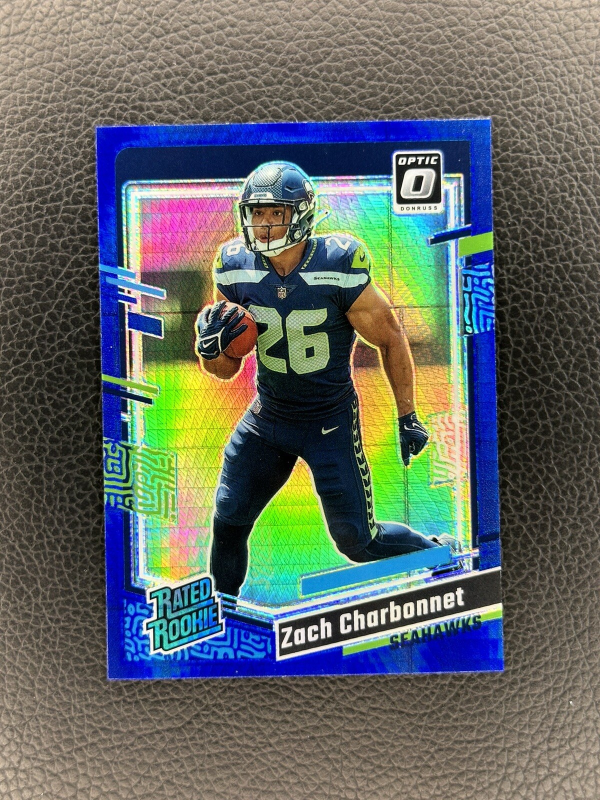 Zach Charbonnet RC-2023 Panini Optic Blue Hyper Prizm Rated Rookie #294 Seahawks